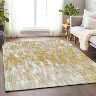 Piper Looms Mayfield Abstract AMF945 Gold Machine Washable Area Rug Lifestyle Image Feature