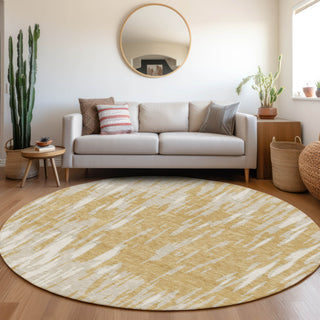Piper Looms Mayfield Abstract AMF945 Gold Machine Washable Area Rug Round Lifestyle Image Feature