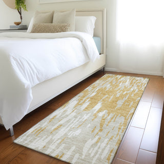 Piper Looms Mayfield Abstract AMF945 Gold Machine Washable Area Rug Runner Lifestyle Image Feature
