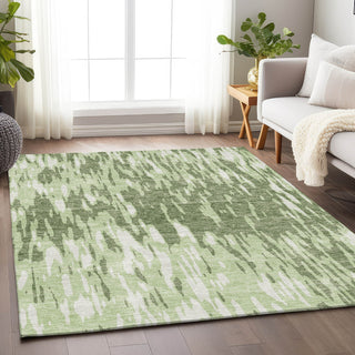 Piper Looms Mayfield Abstract AMF945 Green Machine Washable Area Rug Lifestyle Image Feature