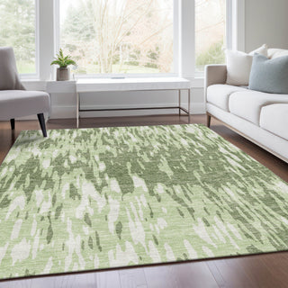 Piper Looms Mayfield Abstract AMF945 Green Machine Washable Area Rug Lifestyle Image Feature