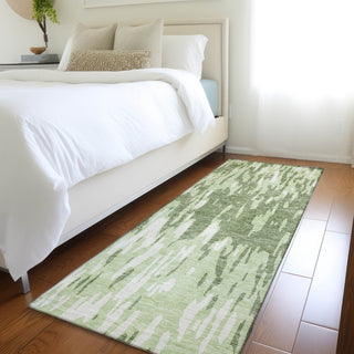 Piper Looms Mayfield Abstract AMF945 Green Machine Washable Area Rug Runner Lifestyle Image Feature