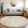 Piper Looms Mayfield Abstract AMF945 Ivory Machine Washable Area Rug Round Lifestyle Image Feature