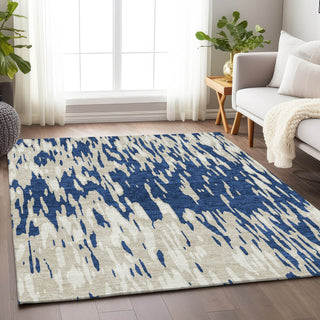 Piper Looms Mayfield Abstract AMF945 Navy Machine Washable Area Rug Lifestyle Image Feature