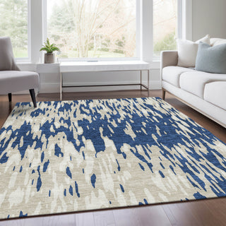 Piper Looms Mayfield Abstract AMF945 Navy Machine Washable Area Rug Lifestyle Image Feature