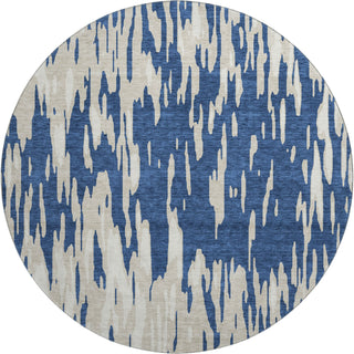Piper Looms Mayfield Abstract AMF945 Navy Machine Washable Area Rug Round Main Image