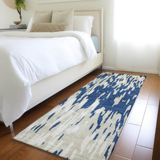 Piper Looms Mayfield Abstract AMF945 Navy Machine Washable Area Rug Runner Lifestyle Image Feature