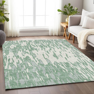 Piper Looms Mayfield Abstract AMF945 Sage Machine Washable Area Rug Lifestyle Image Feature