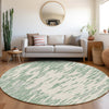 Piper Looms Mayfield Abstract AMF945 Sage Machine Washable Area Rug Round Lifestyle Image Feature