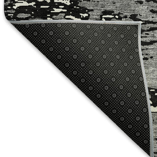 Piper Looms Mayfield Abstract AMF946 Black Machine Washable Area Rug Backing Image