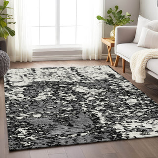 Piper Looms Mayfield Abstract AMF946 Black Machine Washable Area Rug Lifestyle Image Feature
