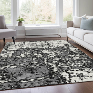 Piper Looms Mayfield Abstract AMF946 Black Machine Washable Area Rug Lifestyle Image Feature