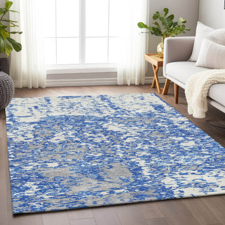 Piper Looms Mayfield Abstract AMF946 Blue Machine Washable Area Rug Lifestyle Image Feature