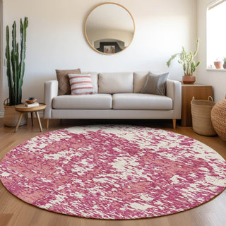 Piper Looms Mayfield Abstract AMF946 Blush Machine Washable Area Rug Round Lifestyle Image Feature