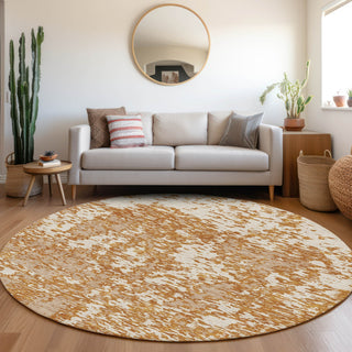 Piper Looms Mayfield Abstract AMF946 Copper Machine Washable Area Rug Round Lifestyle Image Feature