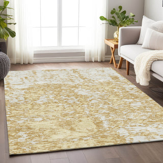 Piper Looms Mayfield Abstract AMF946 Gold Machine Washable Area Rug Lifestyle Image Feature