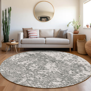 Piper Looms Mayfield Abstract AMF946 Gray Machine Washable Area Rug Round Lifestyle Image Feature