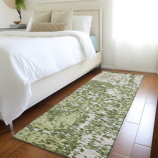 Piper Looms Mayfield Abstract AMF946 Olive Machine Washable Area Rug Runner Lifestyle Image Feature