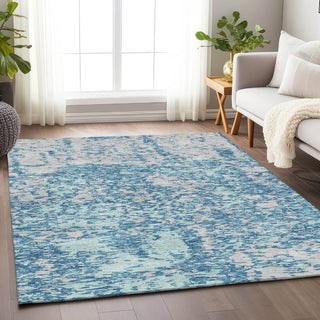 Piper Looms Mayfield Abstract AMF946 Teal Machine Washable Area Rug Lifestyle Image Feature
