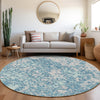 Piper Looms Mayfield Abstract AMF946 Teal Machine Washable Area Rug Round Lifestyle Image Feature