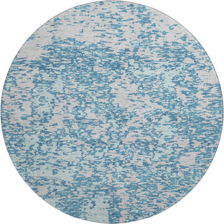 Piper Looms Mayfield Abstract AMF946 Teal Machine Washable Area Rug Round Main Image