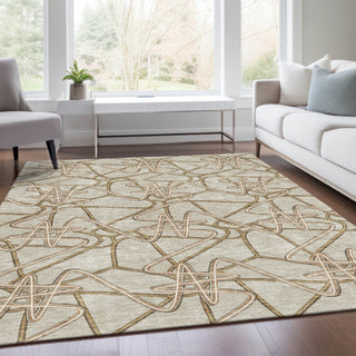 Piper Looms Mayfield Geometric AMF947 Beige Machine Washable Area Rug Lifestyle Image Feature