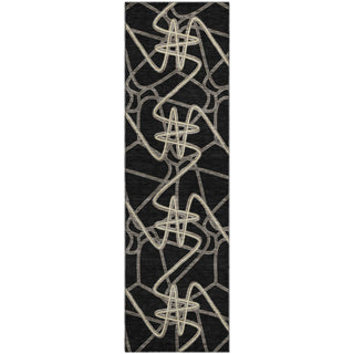 Piper Looms Mayfield Geometric AMF947 Black Machine Washable Area Rug Runner Main Image