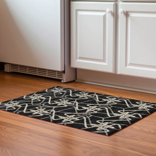 Piper Looms Mayfield Geometric AMF947 Black Machine Washable Area Rug Scatter Lifestyle Image Feature