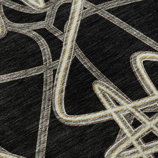 Piper Looms Mayfield Geometric AMF947 Black Machine Washable Area Rug Swatch Image