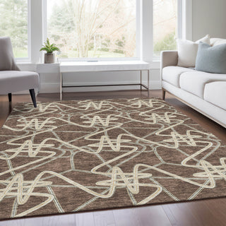 Piper Looms Mayfield Geometric AMF947 Brown Machine Washable Area Rug Lifestyle Image Feature