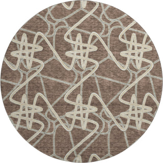 Piper Looms Mayfield Geometric AMF947 Brown Machine Washable Area Rug Round Main Image