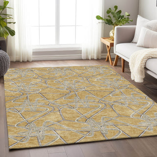 Piper Looms Mayfield Geometric AMF947 Gold Machine Washable Area Rug Lifestyle Image Feature