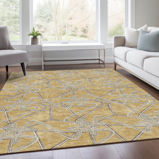 Piper Looms Mayfield Geometric AMF947 Gold Machine Washable Area Rug Lifestyle Image Feature