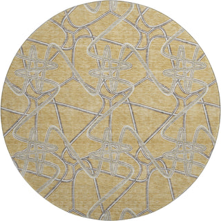 Piper Looms Mayfield Geometric AMF947 Gold Machine Washable Area Rug Round Main Image