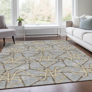 Piper Looms Mayfield Geometric AMF947 Gray Machine Washable Area Rug Lifestyle Image Feature