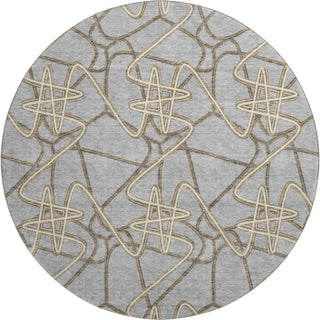Piper Looms Mayfield Geometric AMF947 Gray Machine Washable Area Rug Round Main Image