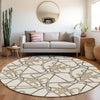 Piper Looms Mayfield Geometric AMF947 Ivory Machine Washable Area Rug Round Lifestyle Image Feature