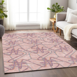 Piper Looms Mayfield Geometric AMF947 Pink Machine Washable Area Rug Lifestyle Image Feature
