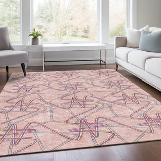 Piper Looms Mayfield Geometric AMF947 Pink Machine Washable Area Rug Lifestyle Image Feature