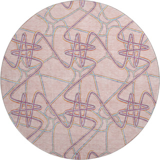 Piper Looms Mayfield Geometric AMF947 Pink Machine Washable Area Rug Round Main Image