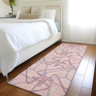 Piper Looms Mayfield Geometric AMF947 Pink Machine Washable Area Rug Runner Lifestyle Image Feature