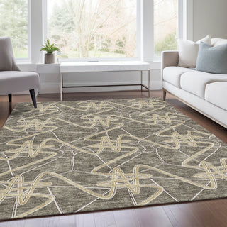 Piper Looms Mayfield Geometric AMF947 Taupe Machine Washable Area Rug Lifestyle Image Feature