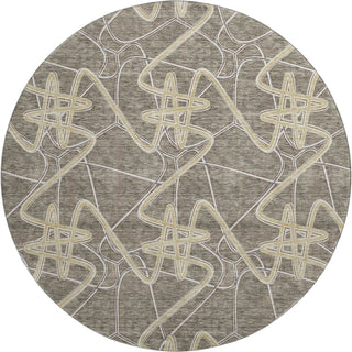 Piper Looms Mayfield Geometric AMF947 Taupe Machine Washable Area Rug Round Main Image
