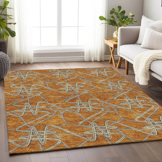 Piper Looms Mayfield Geometric AMF947 Terracotta Machine Washable Area Rug Lifestyle Image Feature