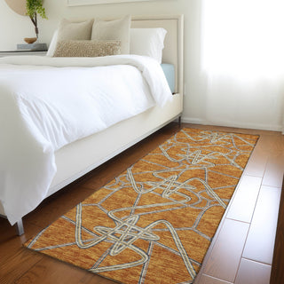 Piper Looms Mayfield Geometric AMF947 Terracotta Machine Washable Area Rug Runner Lifestyle Image Feature