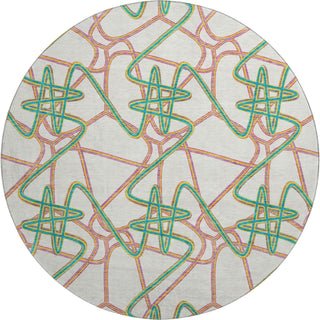 Piper Looms Mayfield Geometric AMF947 White Machine Washable Area Rug Round Main Image