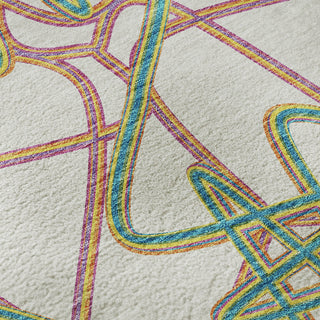 Piper Looms Mayfield Geometric AMF947 White Machine Washable Area Rug Swatch Image