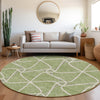 Piper Looms Mayfield Geometric AMF948 Aloe Machine Washable Area Rug Round Lifestyle Image Feature