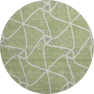 Piper Looms Mayfield Geometric AMF948 Aloe Machine Washable Area Rug Round Main Image