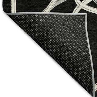 Piper Looms Mayfield Geometric AMF948 Black Machine Washable Area Rug Backing Image
